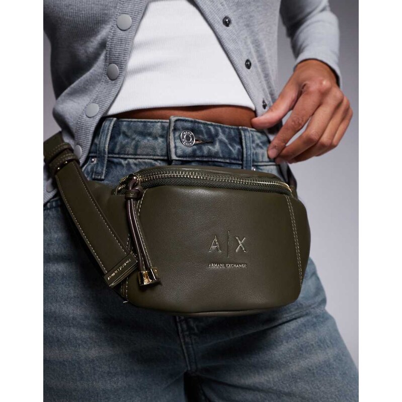 Armani Exchange Alice mini crossbody bumbag in khaki-Green 113320742