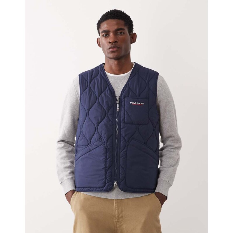 Polo Ralph Lauren logo icon insulated zip up gilet in navy