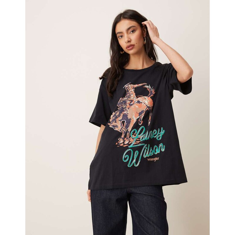 Wrangler x Lainey Wilson oversized cowboy t-shirt in black 113320768