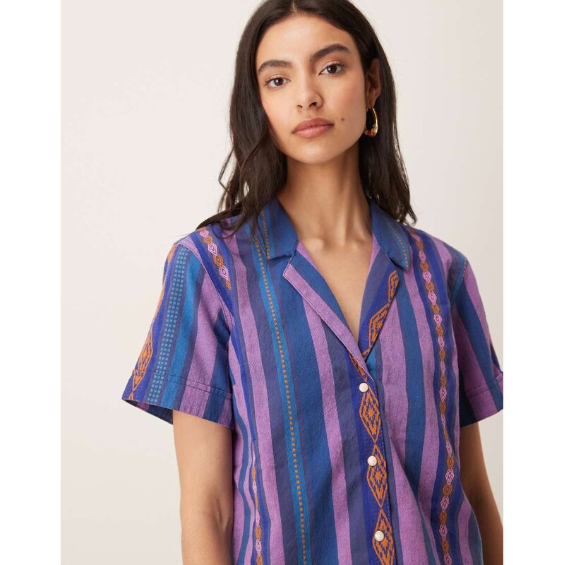Wrangler x Lainey Wilson striped jacquard shirt in blue 113320764