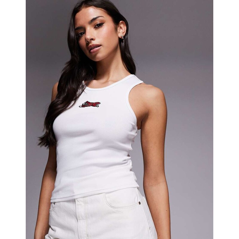 ICECREAM beaded running dog logo rib vest in white 115520756