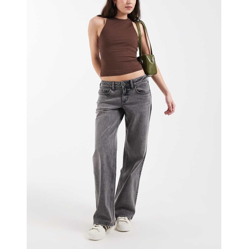 Hollister low rise baggy fit jeans with adjustable back in grey wash 113320785