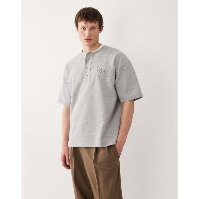 ASOS DESIGN heavyweight oversized Henley t-shirt with chest