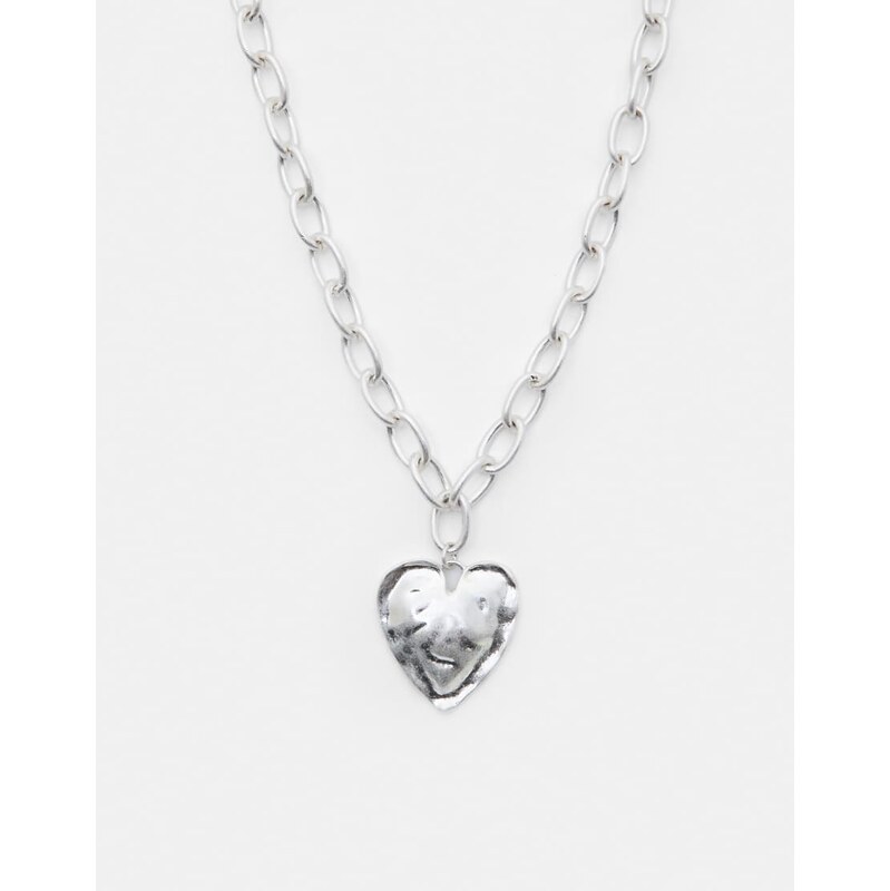 Pull&Bear Heart pendant necklace in silver 113320809