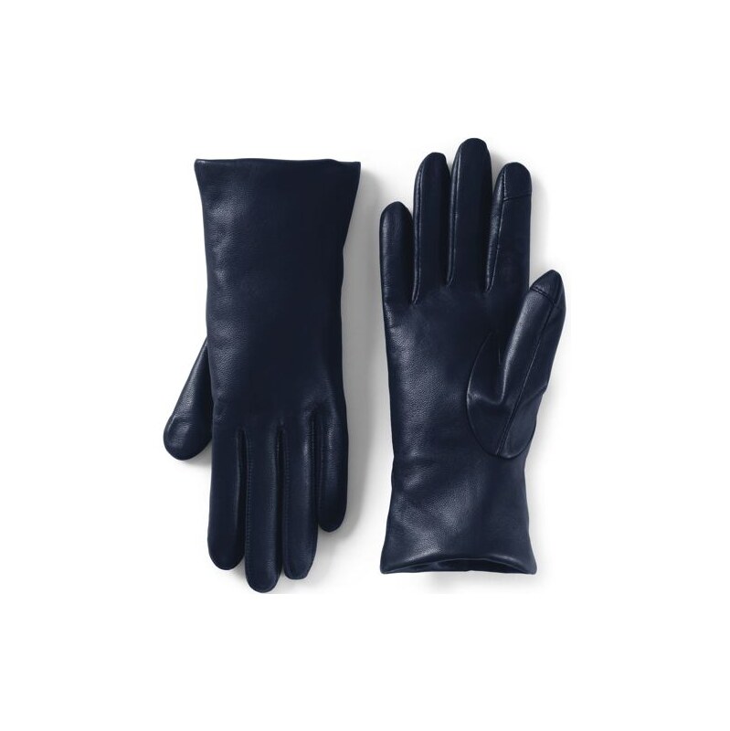 Cashmere Lined Touchscreen Leather Gloves, Women, size: L,