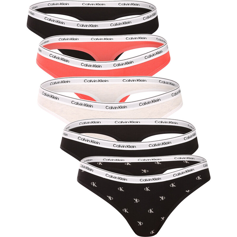 5PACK dámská tanga Calvin Klein vícebarevná (QD5221-3IX) 113326477