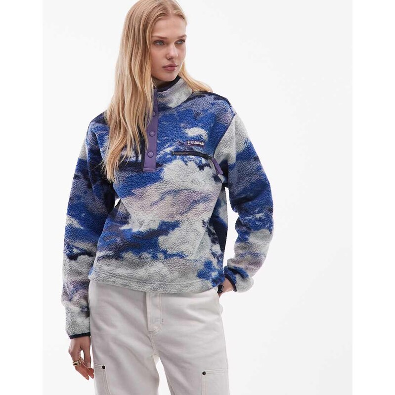 Columbia Helvetia II printed cropped half snap fleece in blue multi 113331687