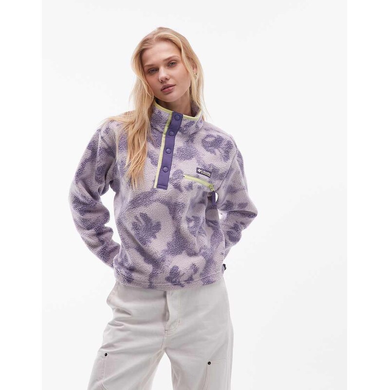 Columbia Helvetia II printed cropped half snap fleece in purple 113331689
