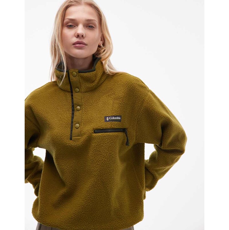 Columbia Helvetia II cropped half snap fleece in green 113331685