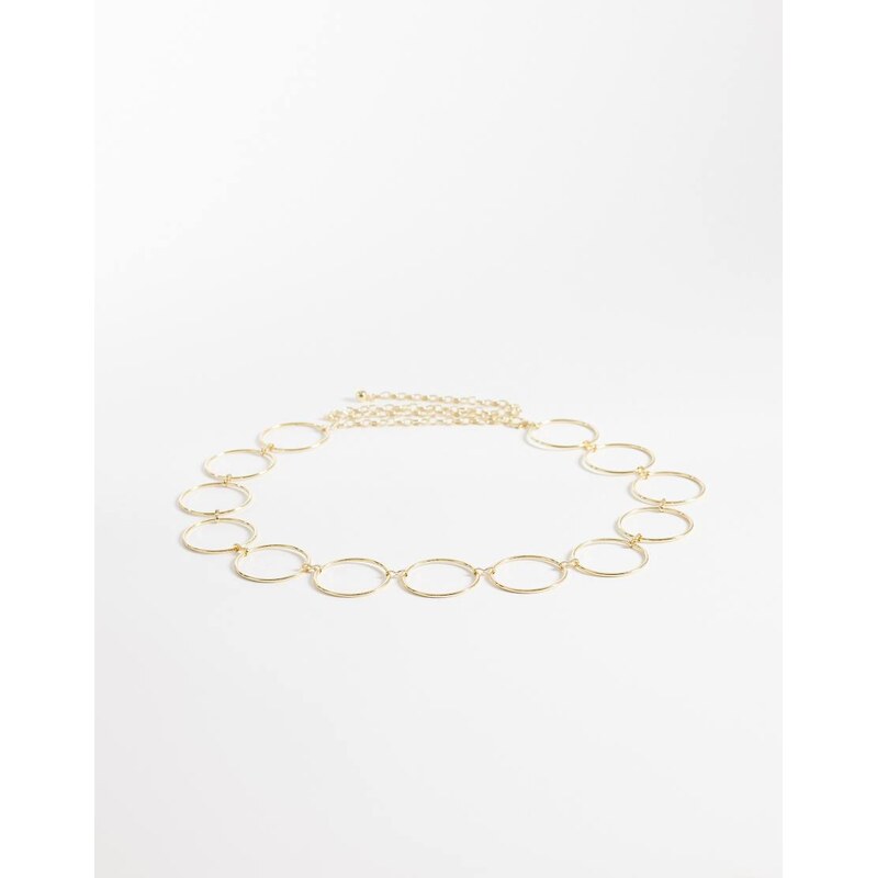 My Accessories curve large ring chain belt in gold 113338601