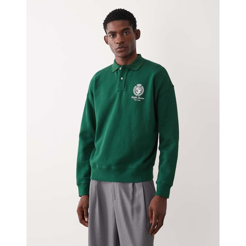 Polo Ralph Lauren icon logo long sleeve collared sweatshirt in
