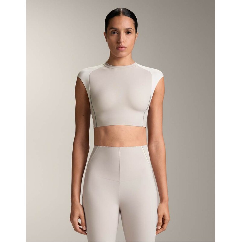 OYSHO Reflective compressive tank top in taupe-Grey