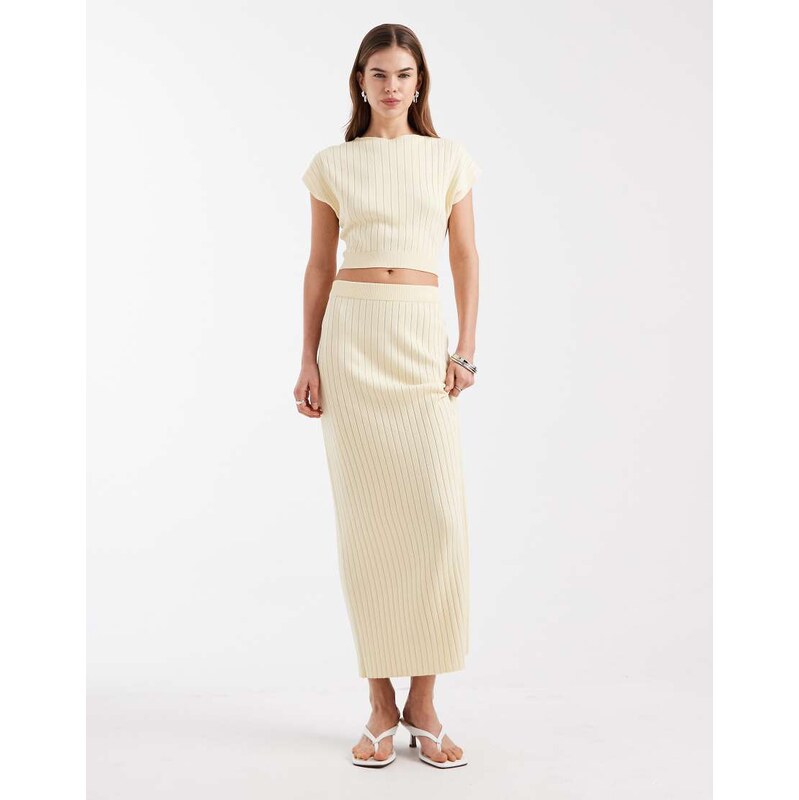 4th & Reckless ribbed knit high waisted maxi skirt co-ord in