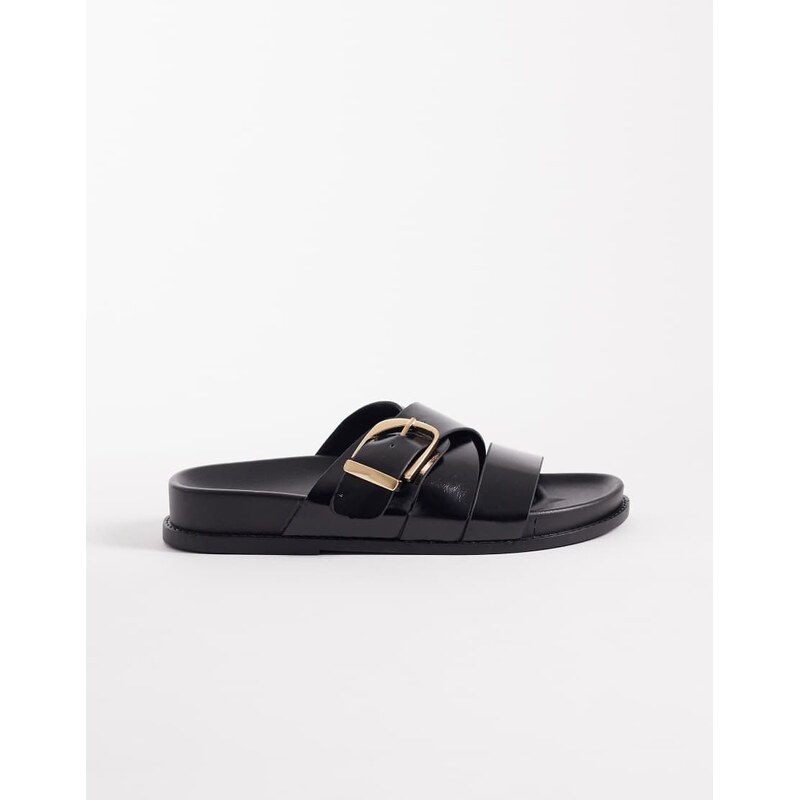 ASOS DESIGN Freeway double strap slider in black