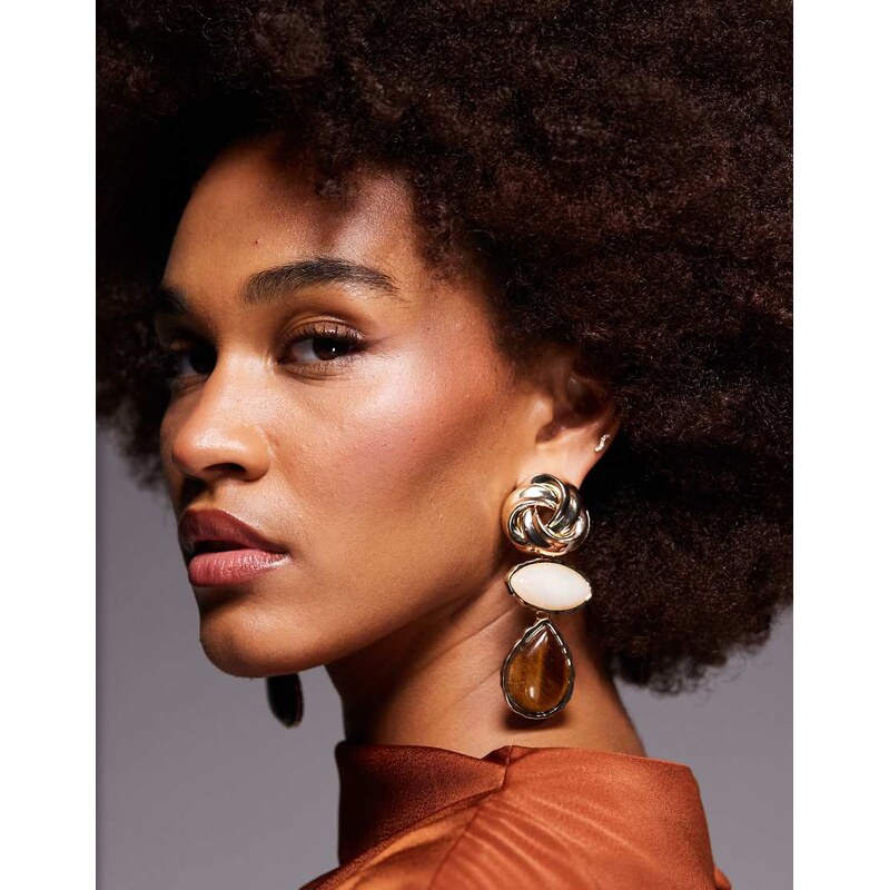 ALDO sunara vintage twist and stone drop earrings in gold 113327485