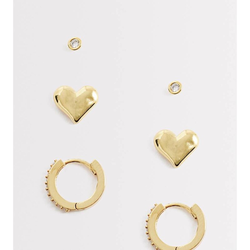 Orelia molten heart and pave hoop earring pack in 18k gold plated 113338753