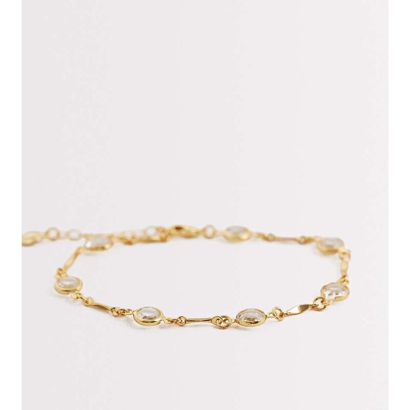 Orelia faceted crystal and link chain bracelet in 18k gold plated 113327506