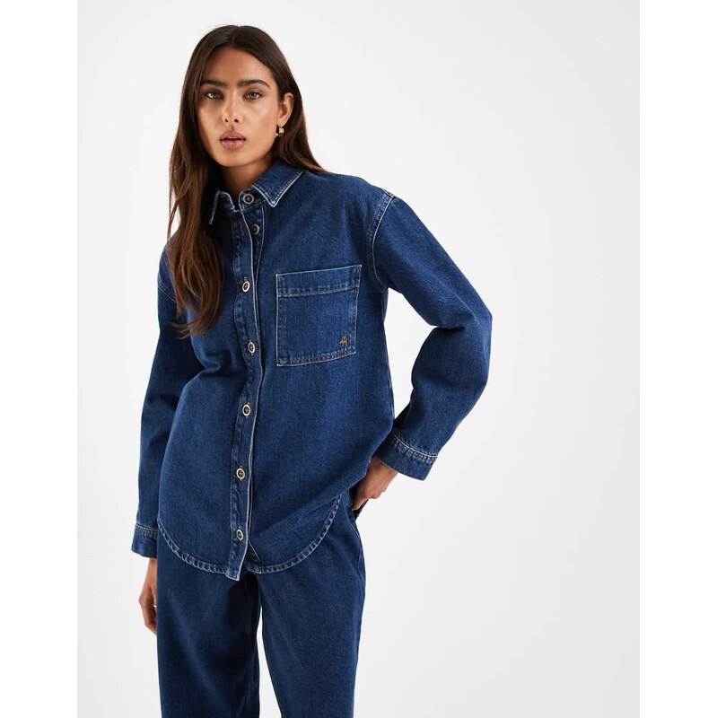 4th & Reckless button through structured denim shirt co-ord in
