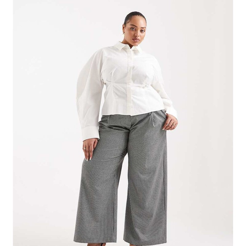 ASOS DESIGN Curve tailored relaxed trouser in houndstooth -