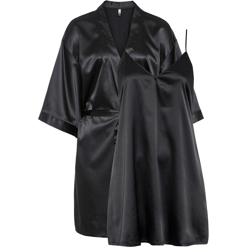 bonprix Souprava: Kimono a negližé (2dílná souprava) černá Žena 54357240
