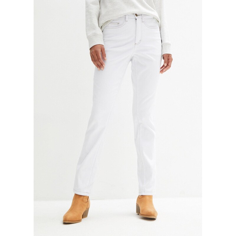bonprix Strečové džíny Mid Waist, Straight bílá Žena 17159700