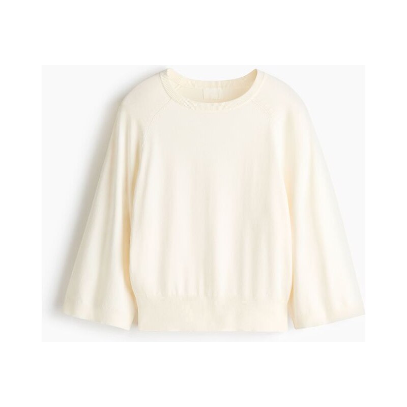 H&M - Top z jemného úpletu - Krémová