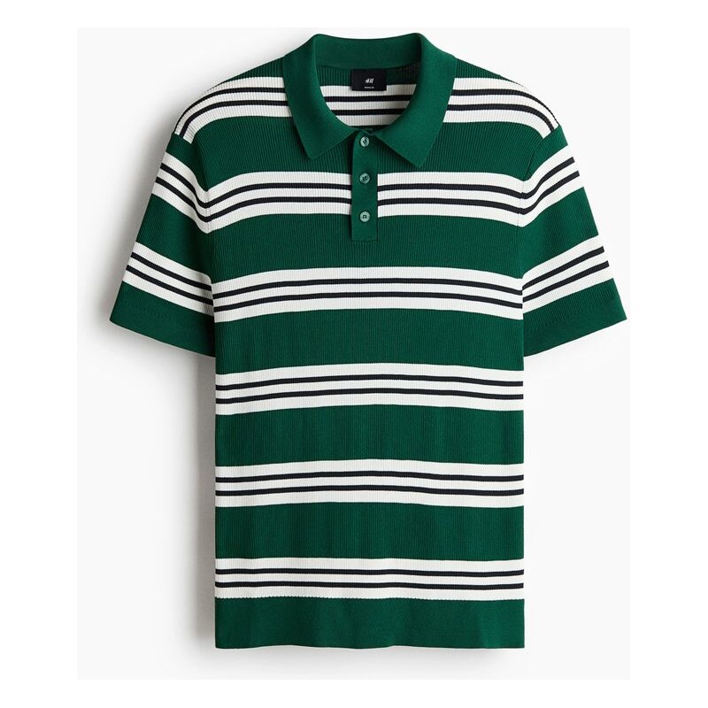 H&M - Tops límečkem Regular Fit - Zelená/Proužky