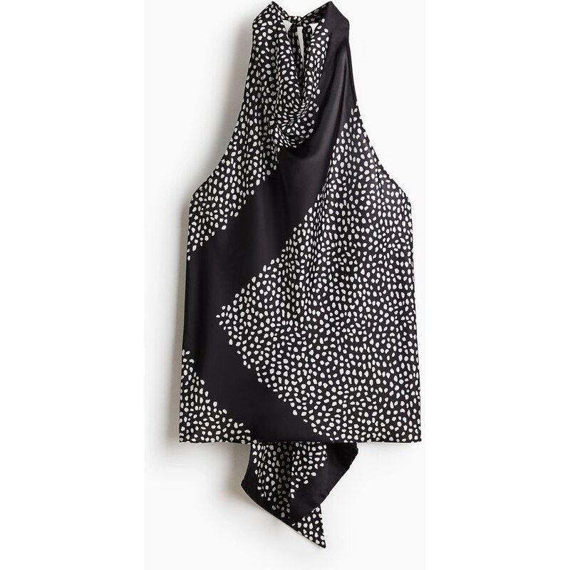 H&M - Top halterneck - Černá/Puntíky