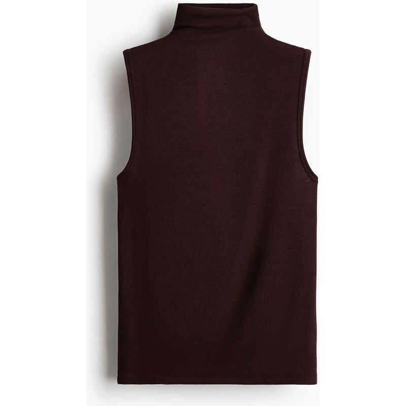 H&M - Tops vysokým límcem bez rukávů - Tmavě Hnědá