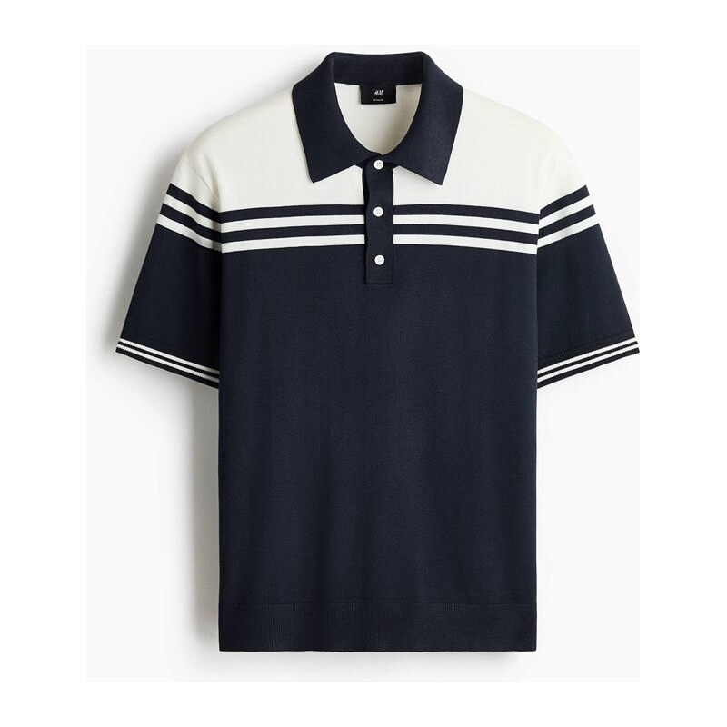 H&M - Tops límečkem Regular Fit - Tmavomodrá