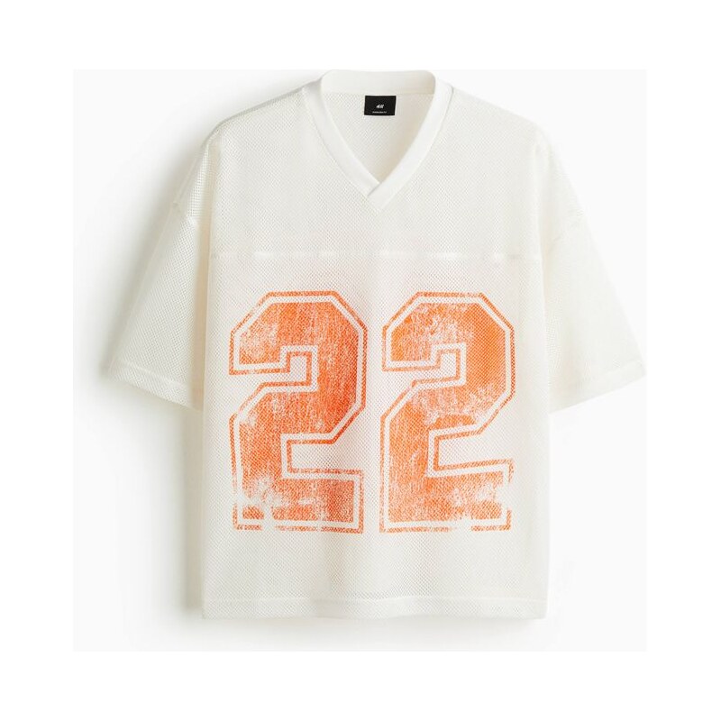 H&M - Tričko zesíťovinys potiskem Oversized Fit - Bílá/22