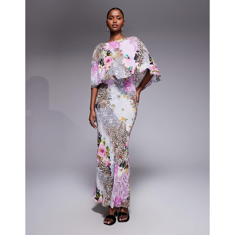 AFRM Izel maxi dress with cape detail in floral patchwork-Multi 113331768