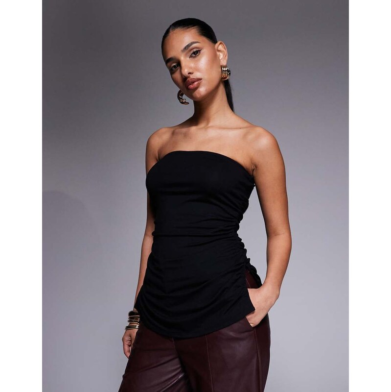 Oh Polly long length bandeau top in black