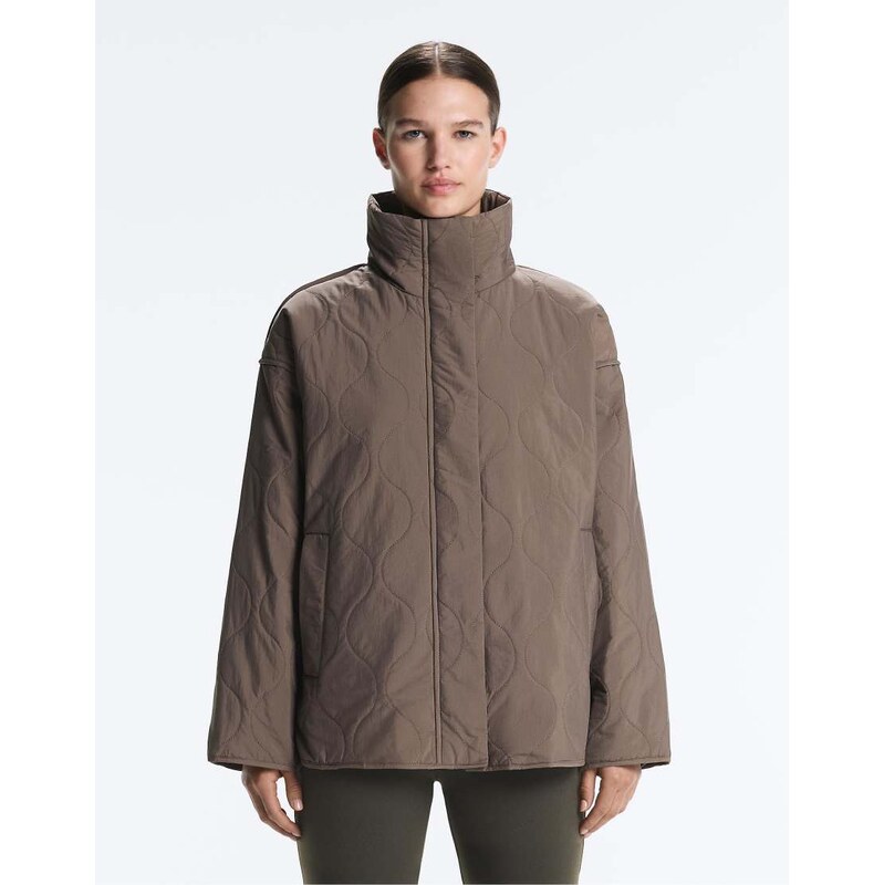 OYSHO Waterrepellent fellex aerogel padded jacket in brown-Grey