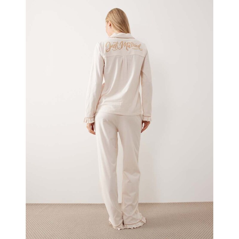 Chelsea Peers Bridal just married revere nightwer set with ruffle hem 113338571