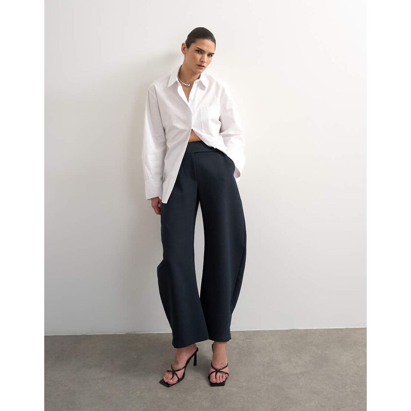 Topshop tailored barrel trouser in navy