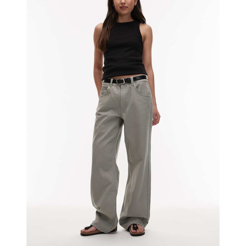 ASOS DESIGN low rise baggy jeans in washed sage-Green