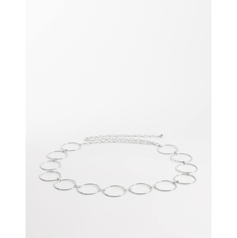 My Accessories curve large ring chain belt in silver 113338600