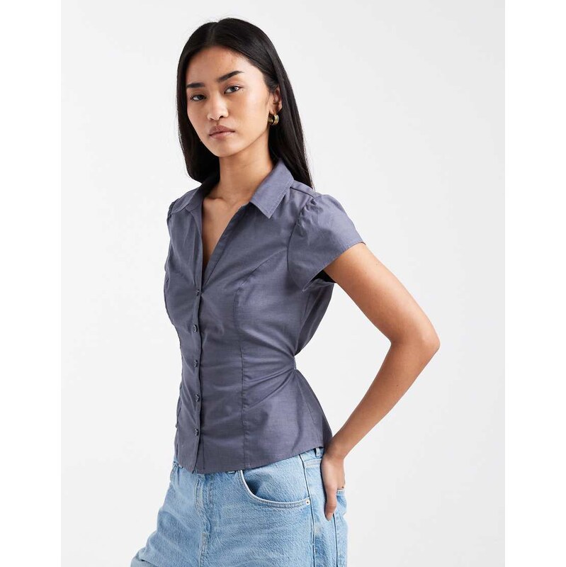 Hollister short sleeve bow belt shirt in navy 113331823