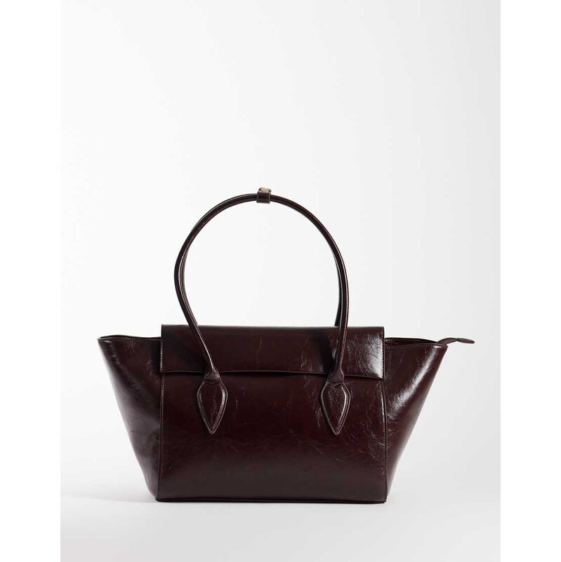 ASOS DESIGN structured jumbo tote bag in burgundy