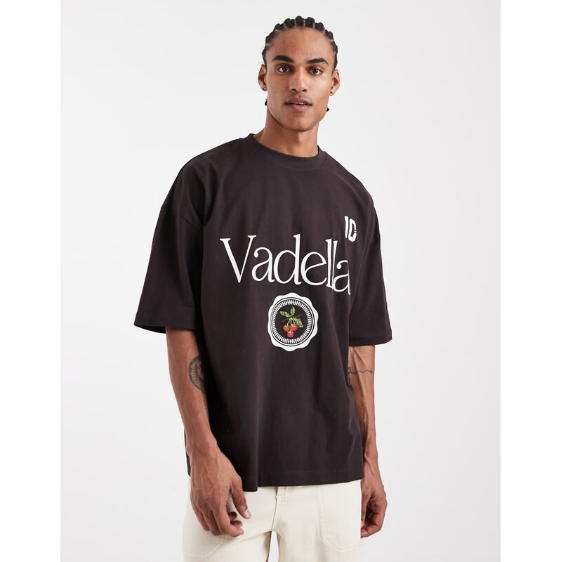 ASOS DESIGN oversized t-shirt with orange front print in brown