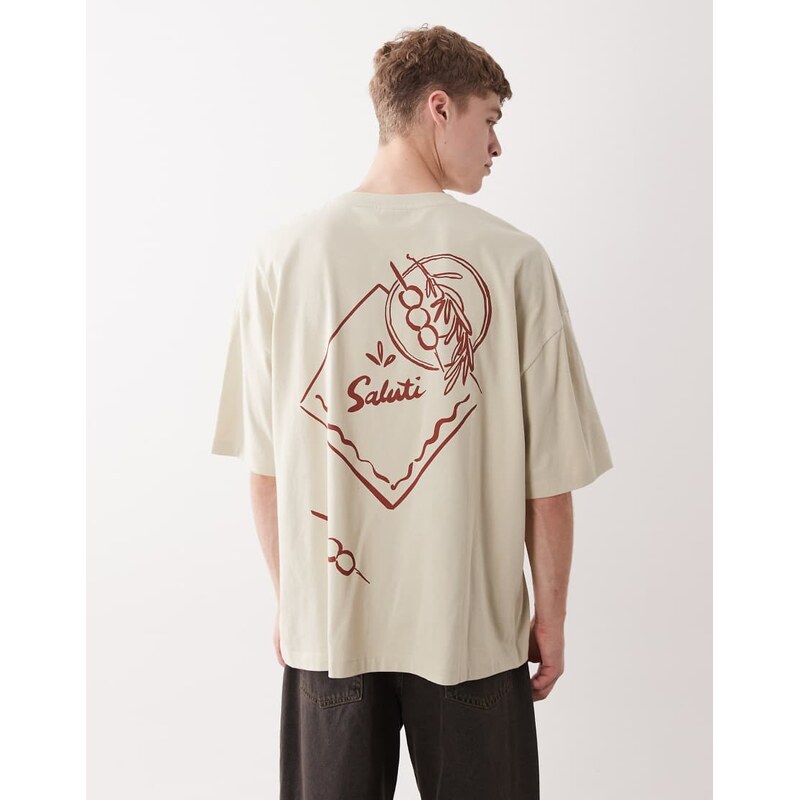 ASOS DESIGN oversized t-shirt with back print in sage green
