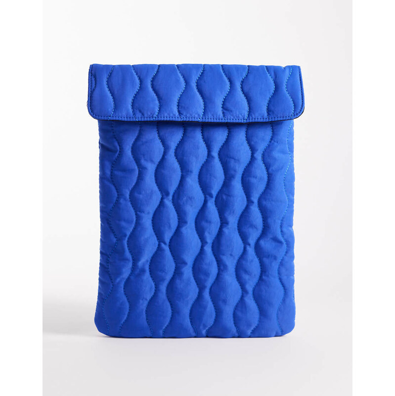 ASOS DESIGN quilted laptop sleeve in royal blue