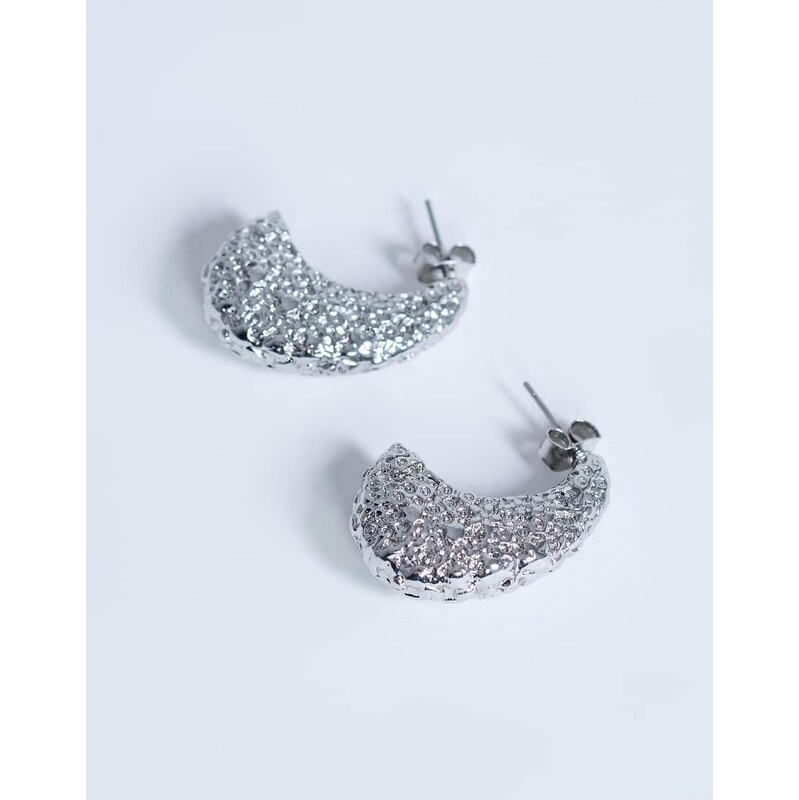 Topshop Camille textured stud earring in silver tone