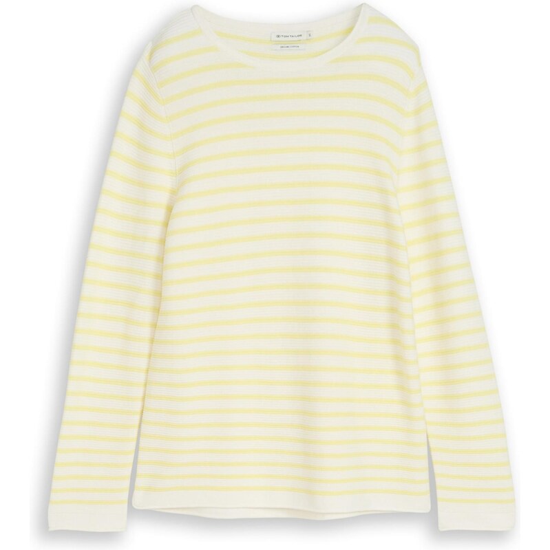 TOM TAILOR Svetr Ottoman limone / bílá 113338824