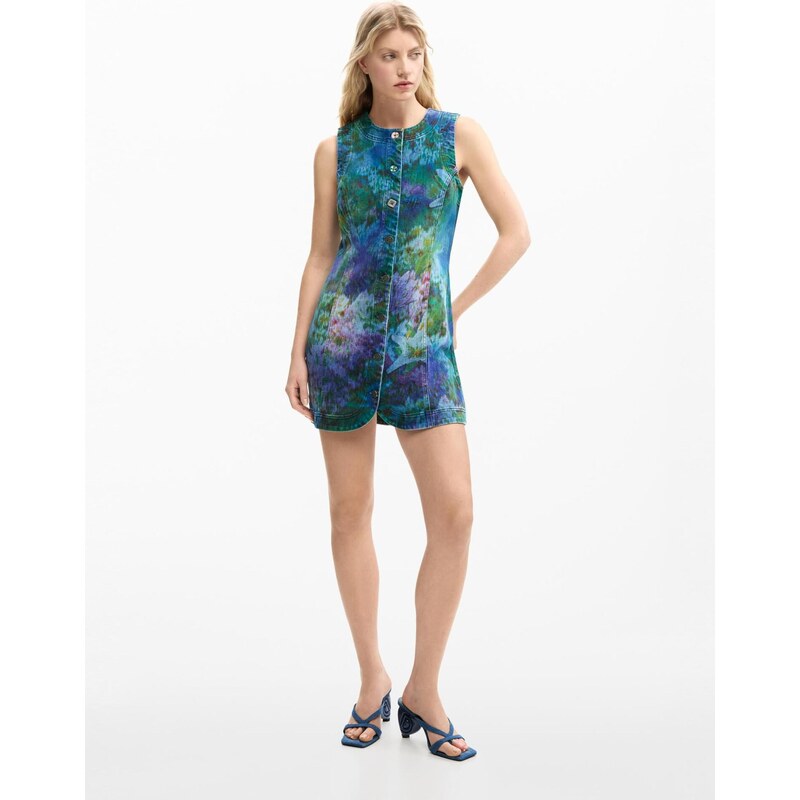 Desigual Šaty aqua modrá / mix barev