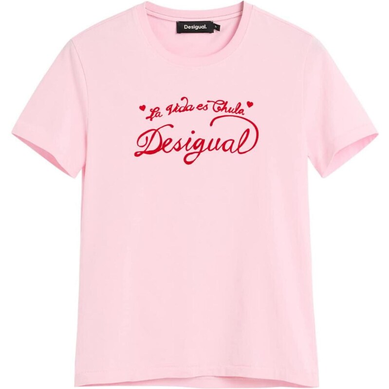 Desigual Tričko růžová / červená