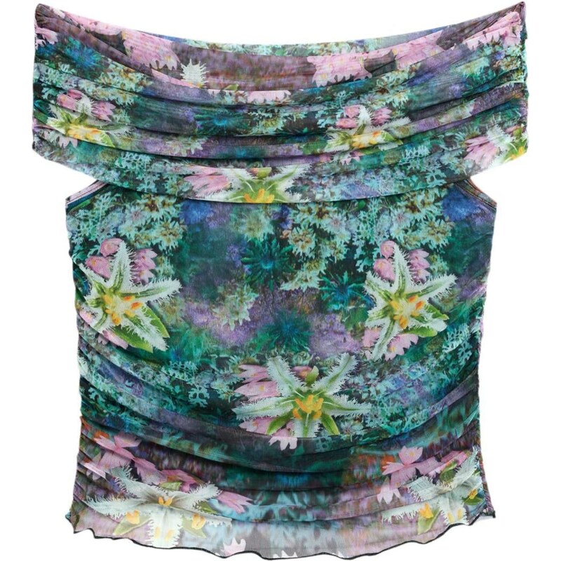 Desigual Tričko zelená / mix barev