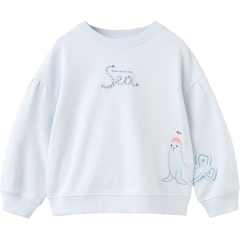 MANGO KIDS Mikina OCEAN pastelová modrá / světlemodrá / růžová /