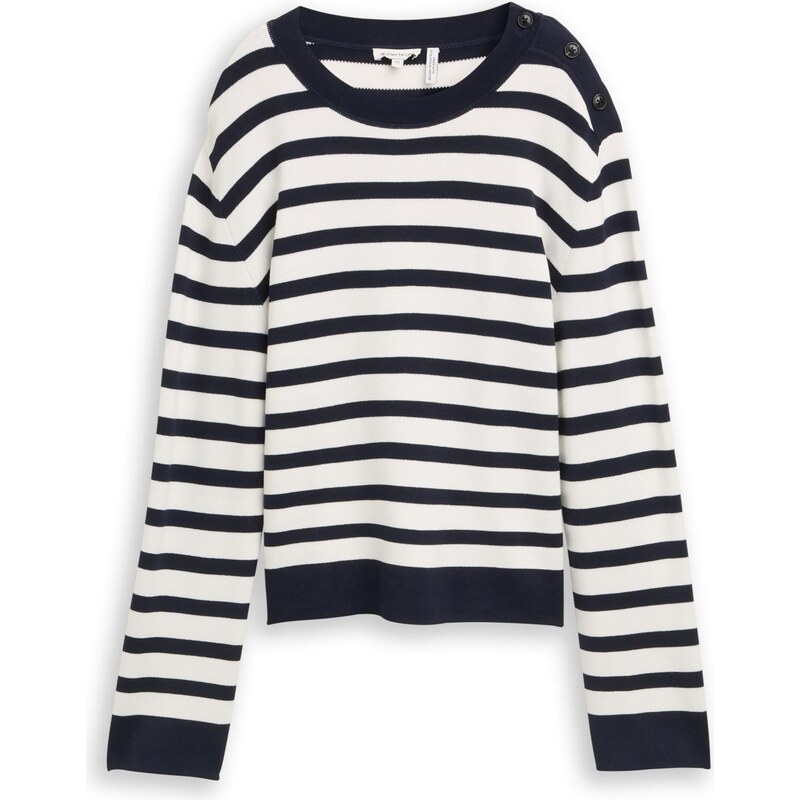 TOM TAILOR Svetr marine modrá / bílá 113339323